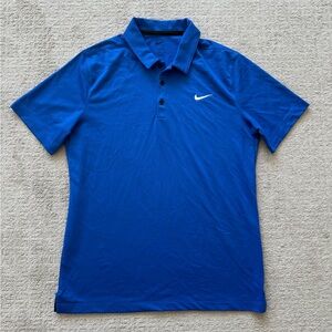 Nike Dri-FIT Golf Polo Shirt Blue Swoosh Athletic Performance - Mens Medium
